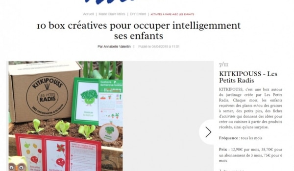 Marie Claire Idées,le Kitkipouss une box pour occuper intelligemment ses enfants