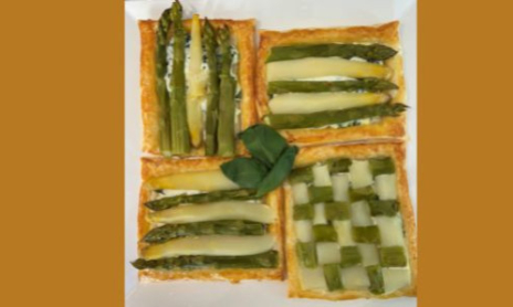 Tarte feuilletée - asperges, chèvre et basilic